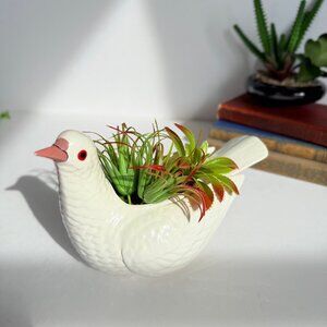 Vintage 80s White Dove Planter Dish by Ceramica de Cuernavaca Mexico